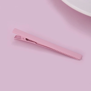 Minimalist matte pink metal hair clip for women with premium frosted finish texture