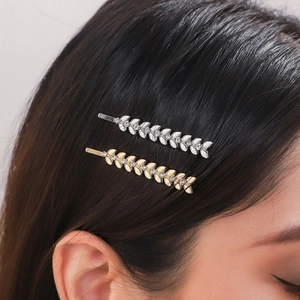 Elegant Leaf Rhinestone Hair Clip For Women Gold Silver Metal Bobby Pins Sweet Foliage Side Hairpin Fashion Hair Accessory