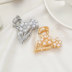 Pince à Cheveux Élégante en Alliage pour Femmes Avec Künstliche Perles d'Imitation Design Fleur Papillon Griffe Métallique Antidérapante