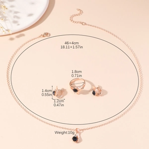 Elegant rose gold jewelry set featuring deep blue sapphire zircons for bridal banquet wear