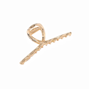 Eleganter Haarklammer aus goldenem Metall mit glänzendem, gestreiftem Design