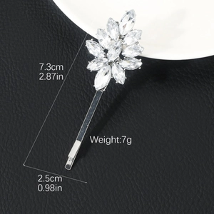 Elegant crystal sunflower hairpin set with sparkling marquise rhinestones and silver finish