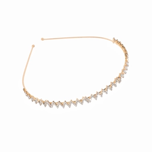 Serre-tête doré élégant avec motif ondulé en strass pour accessoires de coiffure