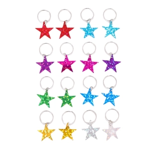 Set of 16 Y2K pentagram star hair rings with colorful glitter sequins for braids