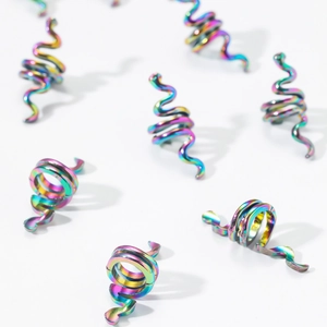 Rainbow spiral dreadlock hair rings in retro ethnic style for braided hair styling