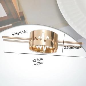Detailed dimensions of gold lightning metal hair pin with 12.5cm length and 18g weight