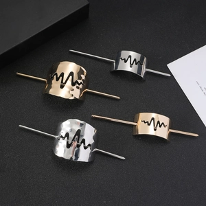 Minimalist Hollow Heartbeat Metal Hair Stick Geometric Lightning Alloy Hairpin Set Gold Silver Hair Accessories For Women
