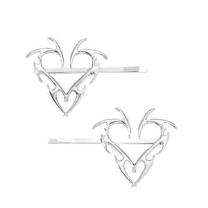 Barrettes à cheveux en métal argenté avec motif dragon et cœur style tribal