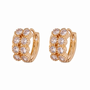 Gold U-shaped hoop earrings for women with zircon pave setting in a minimalist design