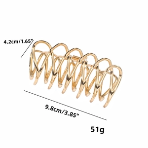 Pince à cheveux en métal doré avec motif de vagues pour femmes, 9,8 cm, 51 g