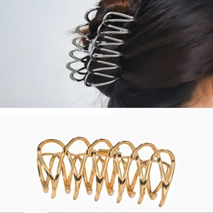 Ensemble de pinces à cheveux ondulées en métal doré et argenté pour la coiffure