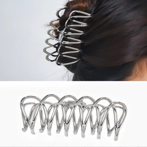 Pince à Cheveux Élégante en Métal Grande Vague Ajourée Pince Requin Style Coréen Or Argent Accessoire de Coiffure pour Femmes