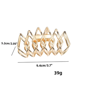 Grande pince à cheveux géométrique dorée pour cheveux épais, 9,4 cm par 5,2 cm