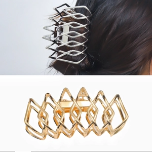 Grande Pince à Cheveux en Métal Alliage Creux Géométrique Diamant Pince Requin Mode Accessoires Cheveux Femme Bureau Quotidien