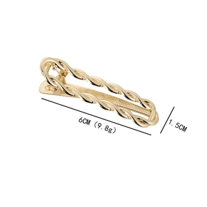 Golden twist metal hair clip with geometric square design measuring 6cm in length