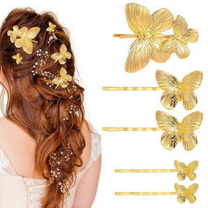 Eleganti Fermagli per Capelli a Farfalla 3D in Lega di Zinco Metallo Forato Forcine per Matrimonio Accessori per Capelli da Donna
