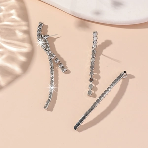 Elegant S925 silver fringe earrings with sparkling crystals in a French vintage style