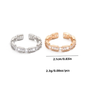 Adjustable copper rings with micro-pave zircons in silver and rose gold finish