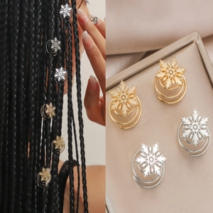 Spirales à cheveux flocon de neige en or et argent pour des coiffures tressées élégantes
