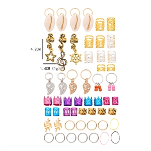 Set de 81 accessoires de tressage avec anneaux or argent coquillages et pendentifs