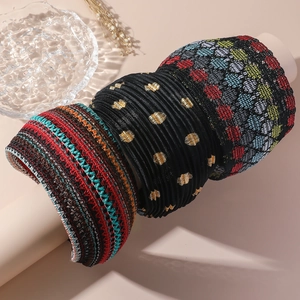 Bohemian Wide Braided Headband For Women Elegant Polka Dot Striped Cloth Hair Hoop Fashion Daily Hair Accessories
