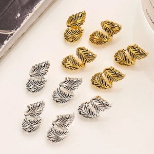 Anillos de pelo en aleación retro de pluma dorada y plateada para rastas y trenzas