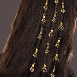 Dreadlocks Hair Rings Alloy Spiral Heart Square Teardrop DIY Braid Decoration Gold Tone Personalized Jewelry Hair Accessories