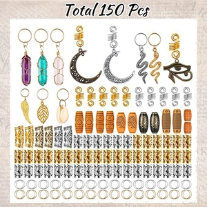 Set de 150 pièces avec pendentifs en cristal et breloques pour accessoires de tresses