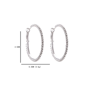 Créoles géométriques exagérées en argent en forme de C avec strass brillants 4,5cm