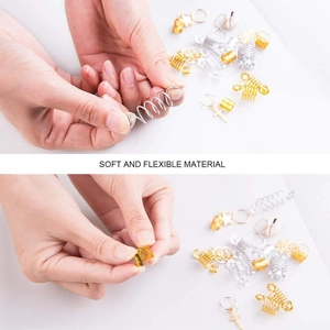 120pcs gold and silver flexible hair braid rings and leaf pendants for dreadlock styling