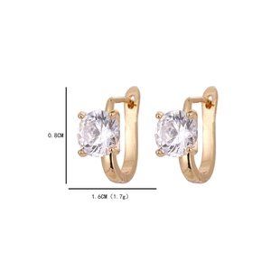 Minimalist gold U-shaped moissanite hoop earrings with four-prong settings for women