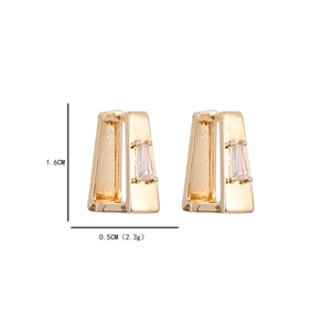 Boucles d'oreilles trapèze dorées géométriques avec zircon et mesures du produit