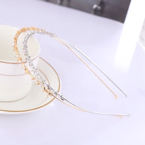 Serre-tête Élégant en Métal Étoile et Lune Avec Künstliche Perles d'Imitation Pour Femmes Serre-tête Fin Couleur Or Argent Bijou Cheveux
