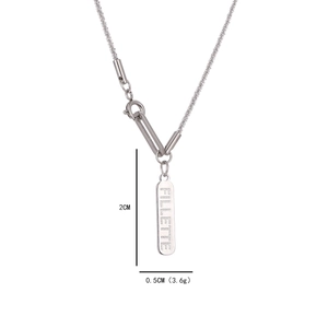 Silver FILLETTE bar pendant necklace on a fine chain with size and weight markers