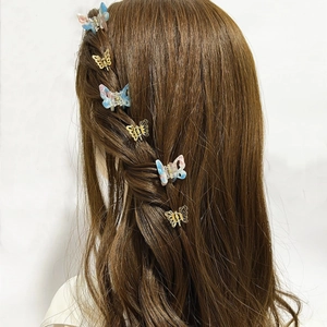 Butterfly Mini Hair Claw Clips Metal Acrylic Gold Colorful Gradient Elegant Hair Accessories For Women Girls Styling Daily