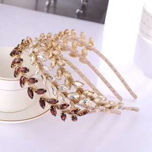 Serre-tête de Luxe en Alliage avec Strass Feuille Branche Élégant Serre-tête en Cristal Étincelant pour Femmes Mariage Banquet Fête Accessoires de Cheveux