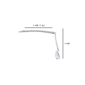 Barrette à cheveux argentée avec pendentif goutte en zircon et chaîne pour femmes