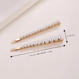 Ensemble de barrettes à cheveux en métal doré avec perles blanches accessoires minimalistes
