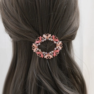 Barrette à Cheveux à Ressort Papillon Creux Coréen avec Strass pour Femme Épingles à Cheveux en Alliage Rose Vintage Accessoire