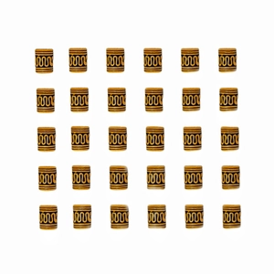 Set of 30 yellow and black cylindrical ethnic beads for hair braids and DIY jewelry crafts