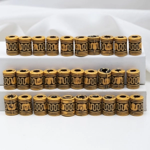 Ethnic Style Dreadlock Hair Braiding Beads Plastic Cylindrical Accessories Tribal Wave Pattern Hair Decoration For Kids Women