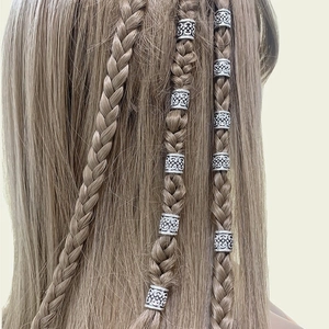 Anneaux de Cheveux en Métal Vintage Creux Perles de Dreadlock pour Femmes Hommes Accessoires de Tressage Style Viking Bijoux DIY