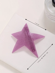 Dettaglio del grande fermaglio per capelli a stella glitter rosa con misure e peso