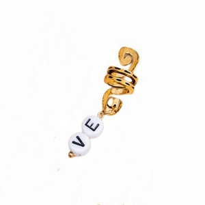 Retro gold alloy spiral dreadlock hair ring with hanging letter beads for DIY hairstyles