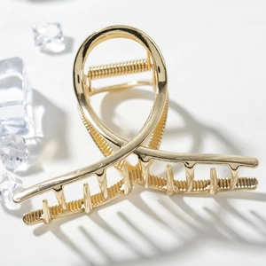 Pinza per Capelli in Lega d'Oro Minimalista Traforata per Donna Clip a Squalo in Metallo Geometrica Accessorio per Capelli