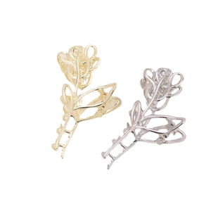 Elegantes pinzas de metal hueco con forma de tulipán en oro y plata para peinado mujer