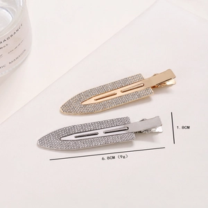 Set of gold and silver rhinestone hair clips for women with 6.8cm length and elegant finish
