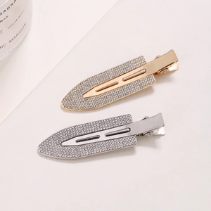 Elegant Alloy Rhinestone Hair Clips For Women Minimalist Duckbill Side Clips Gold Silver Plated Sparkling Hair Accessories