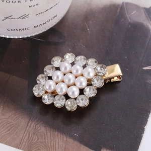 Elegant Alloy Rhinestone Imitation Artificial Pearl Hair Clip Hollow Rhombus Duckbill Side Clip Gold Silver Wedding Party Hair Jewelry For Women