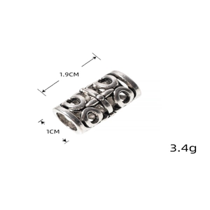 Antique silver Viking beard bead for dreadlocks with hollow Celtic patterns and dimensions